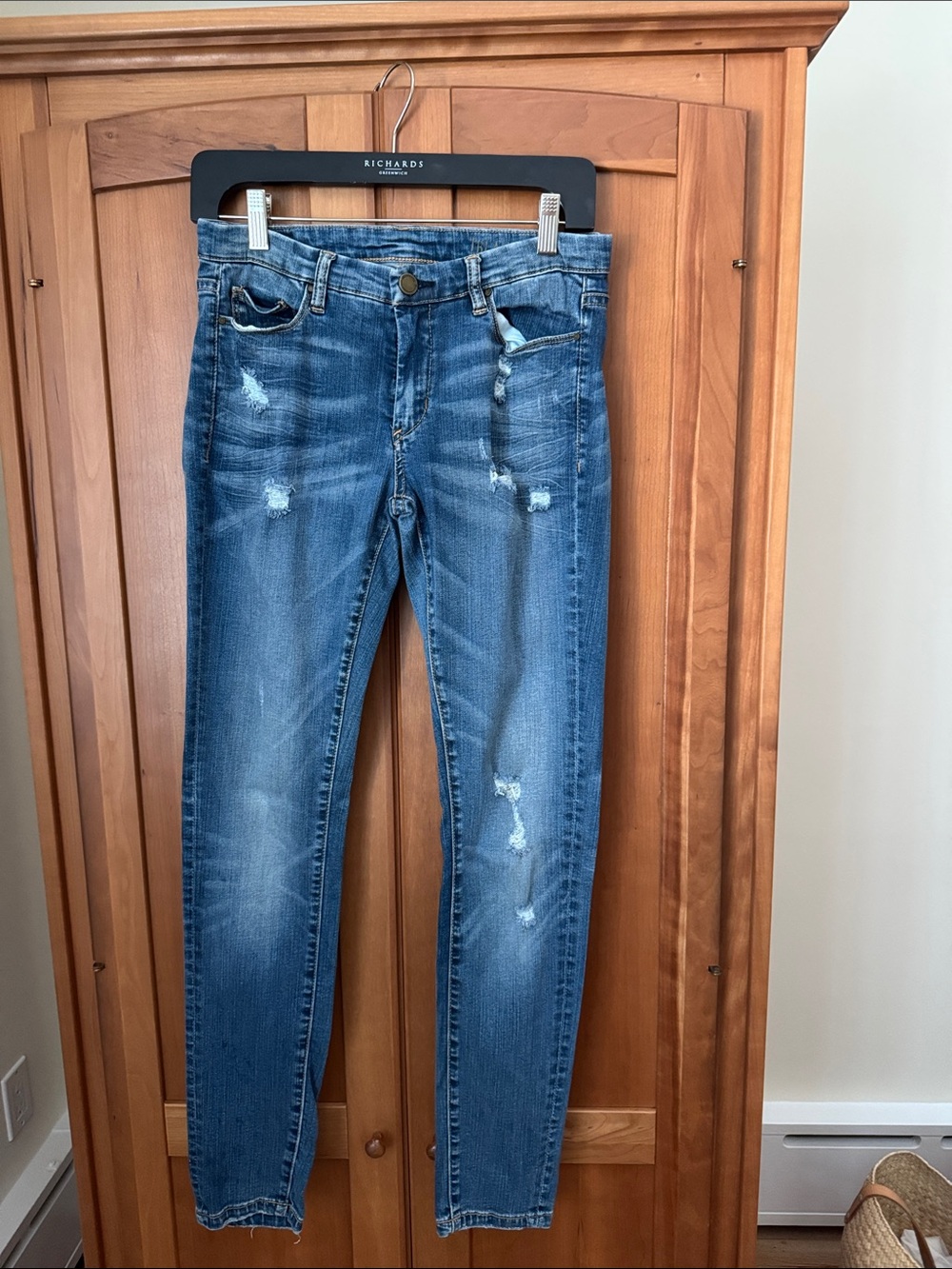 Blank NYC Women's Skinny Jeans in Blue Distressed Wash